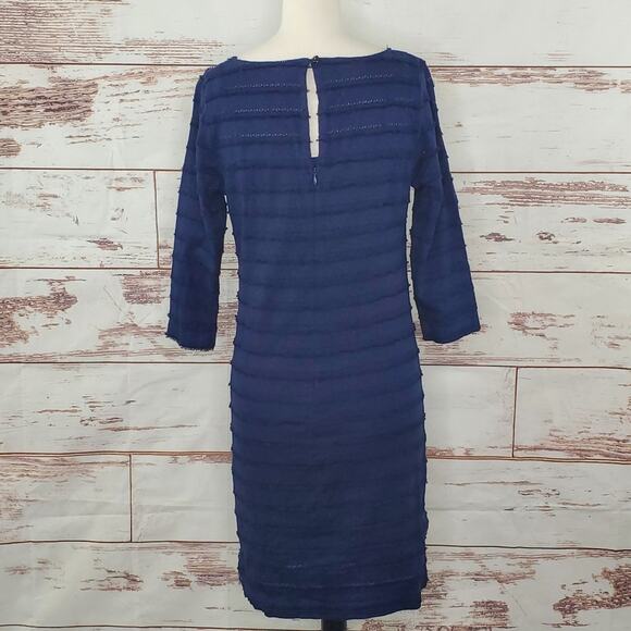 Trina Turk Dress Ain't Misbehavin Fringe Lace Navy Blue Size 8 - Picture 3 of 9